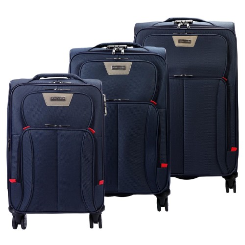 Mocne materiałowe walizki podróżne damskie Pierre Cardin LEE02 3063 x3 Z