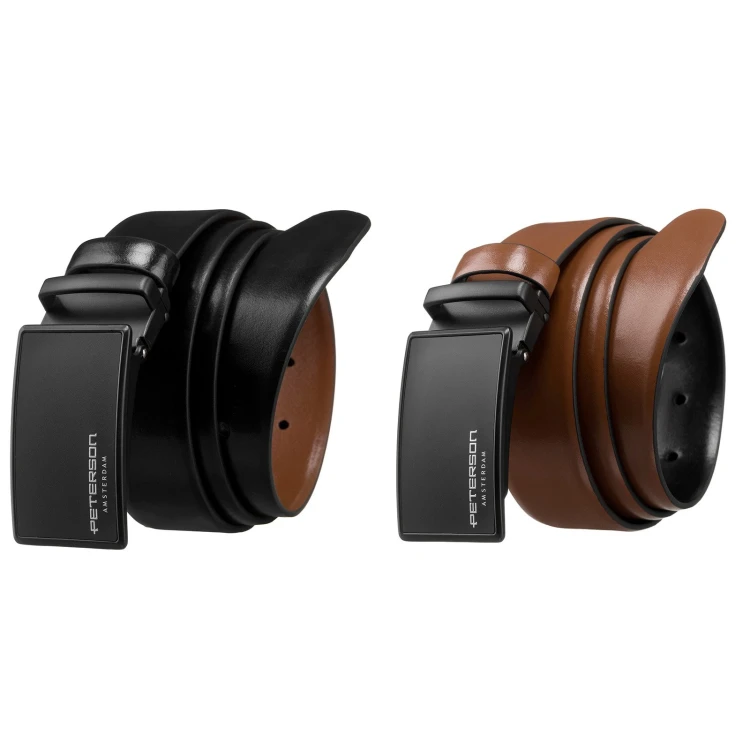 Meski zestaw prezentowy skóra naturalna Peterson PTN KL-B004-S001 BLACK-BROWN