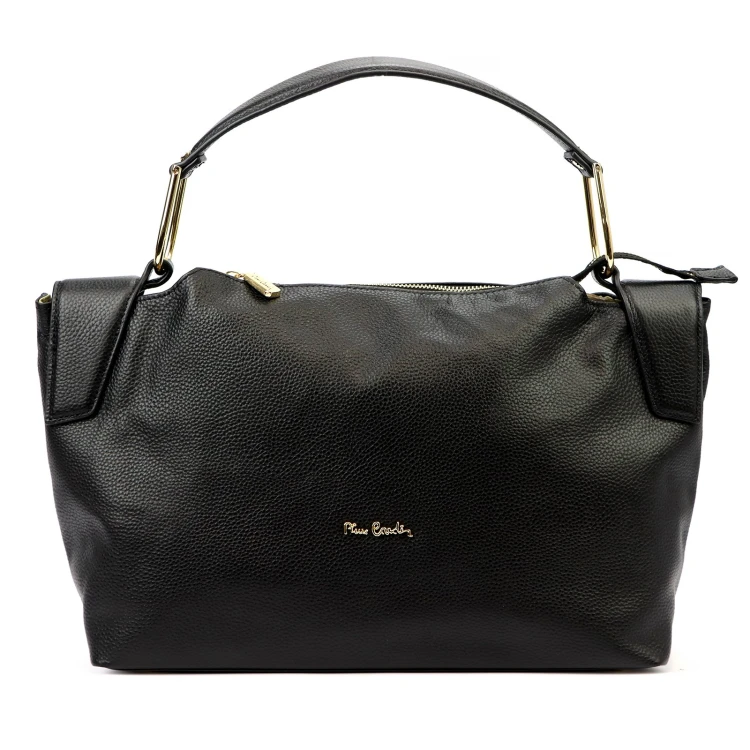 Duża Skórzana damska shopperbag torebka na ramię z uchwytem Pierre Cardin