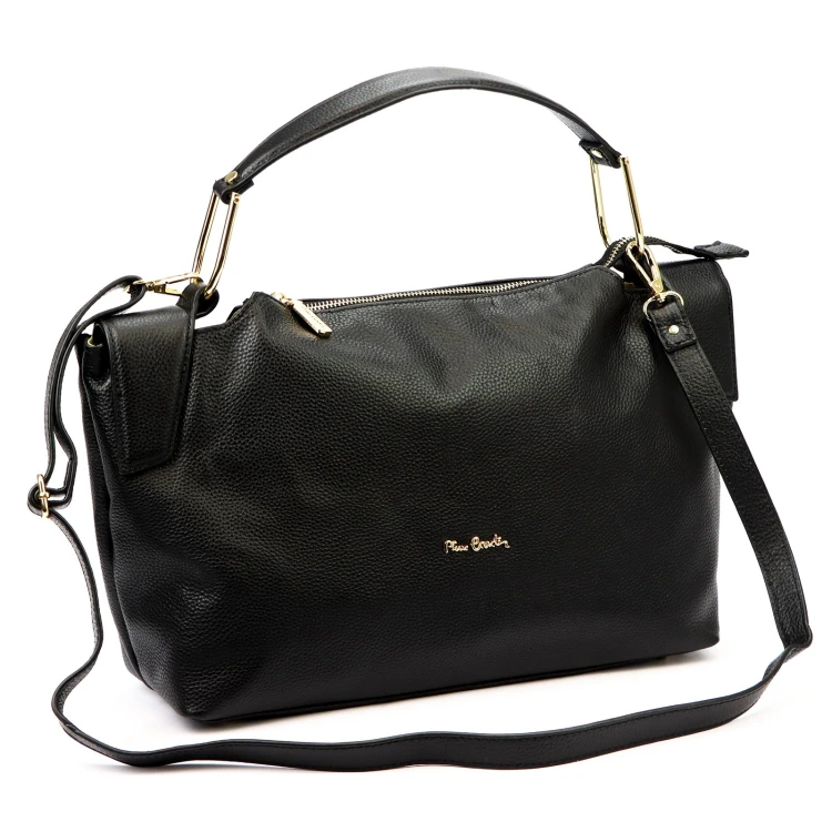 Duża Skórzana damska shopperbag torebka na ramię z uchwytem Pierre Cardin