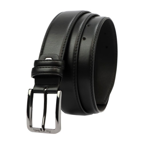 Czarny skórzany pasek męski Pierre Cardin PARURE04 BLACK GUN z klasyczną klamrą