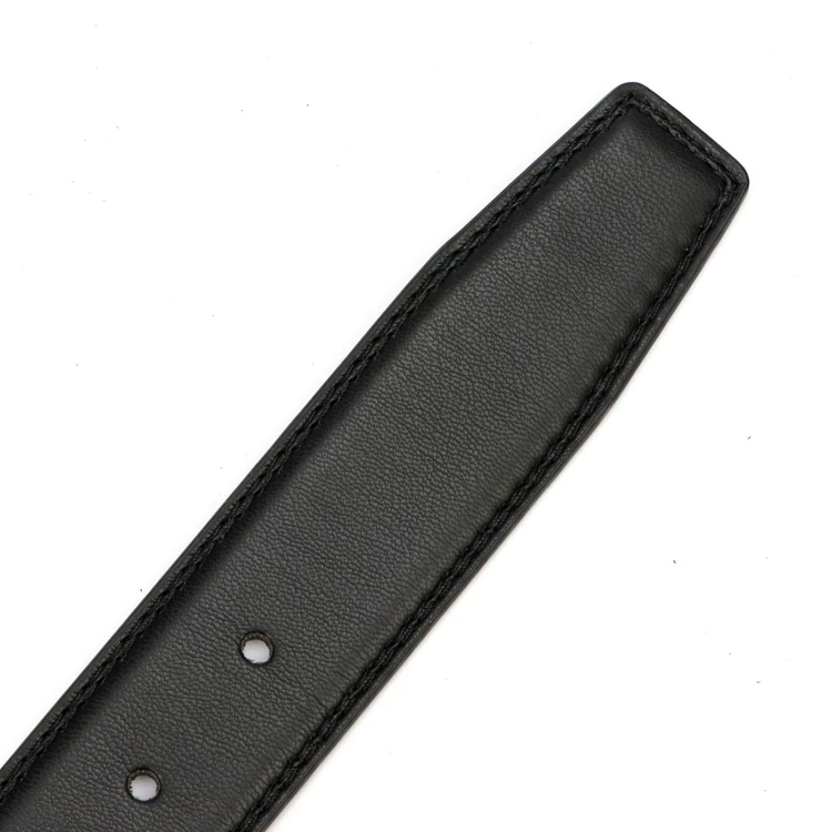 Czarny skórzany pasek męski Pierre Cardin PARURE04 BLACK GUN z klasyczną klamrą