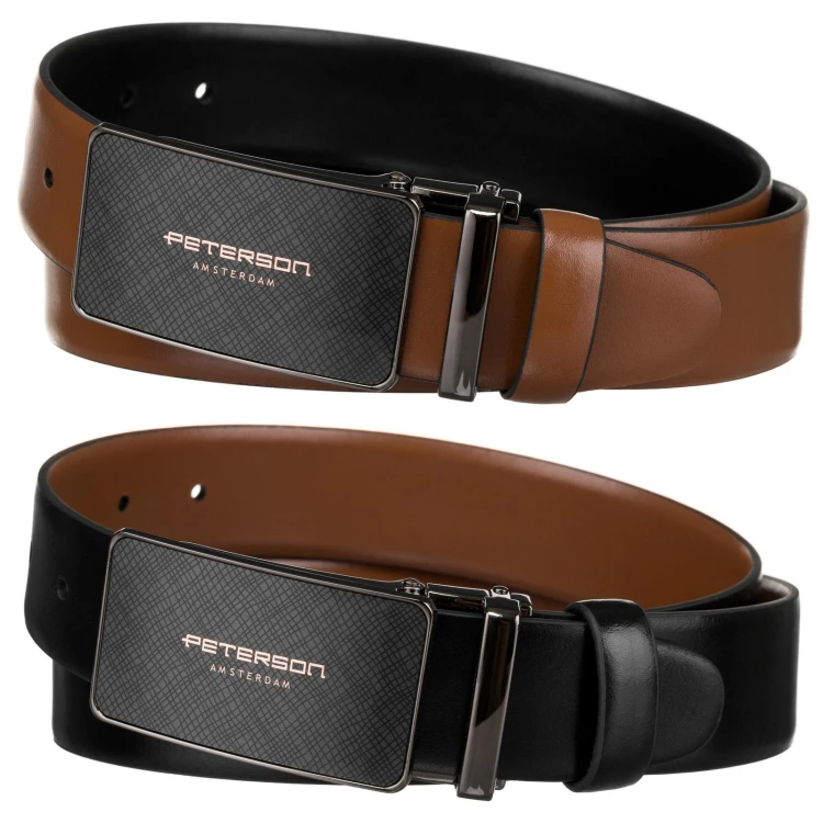 Meski zestaw prezentowy skóra naturalna Peterson PTN KL-B001-S001 BLACK-BROWN