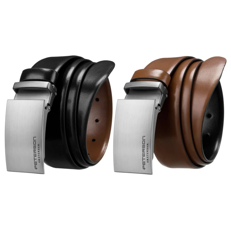 Meski zestaw prezentowy skóra naturalna Peterson PTN KL-B005-S001 BLACK-BROWN