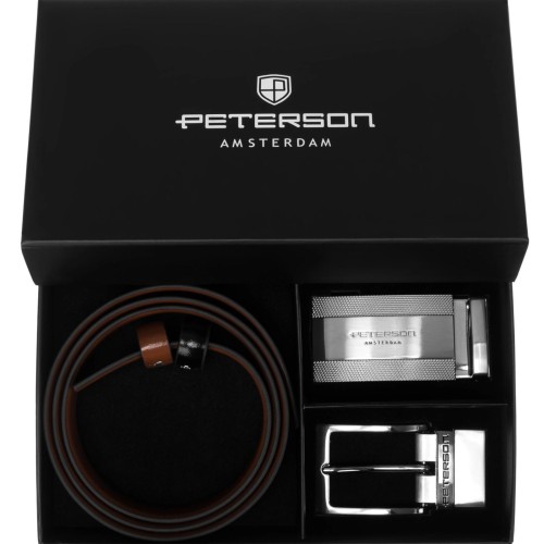 Meski zestaw prezentowy skóra naturalna Peterson PTN KL-B007-S001 BLACK-BROWN