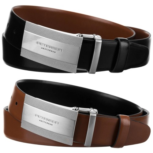 Meski zestaw prezentowy skóra naturalna Peterson PTN KL-B007-S001 BLACK-BROWN