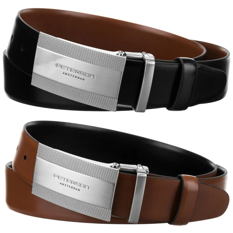 Meski zestaw prezentowy skóra naturalna Peterson PTN KL-B007-S001 BLACK-BROWN