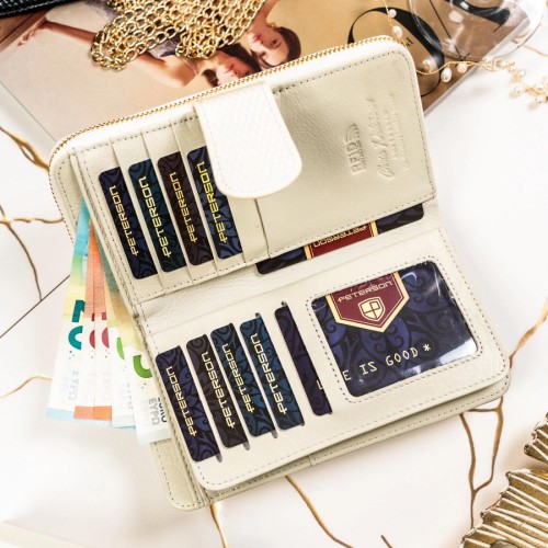 Skórzany damski portfel Peterson PTN 76116-SBR-BE