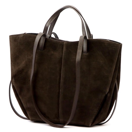 Duża zamszowa torebka shopper Luka 24-082 D z kosmetyczką