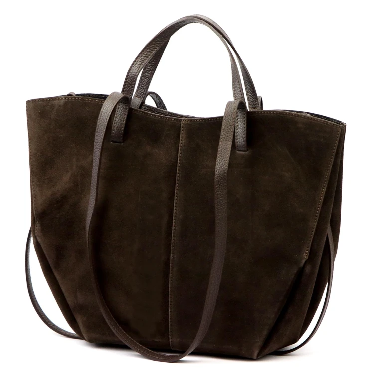 Duża zamszowa torebka shopper Luka 24-082 D z kosmetyczką