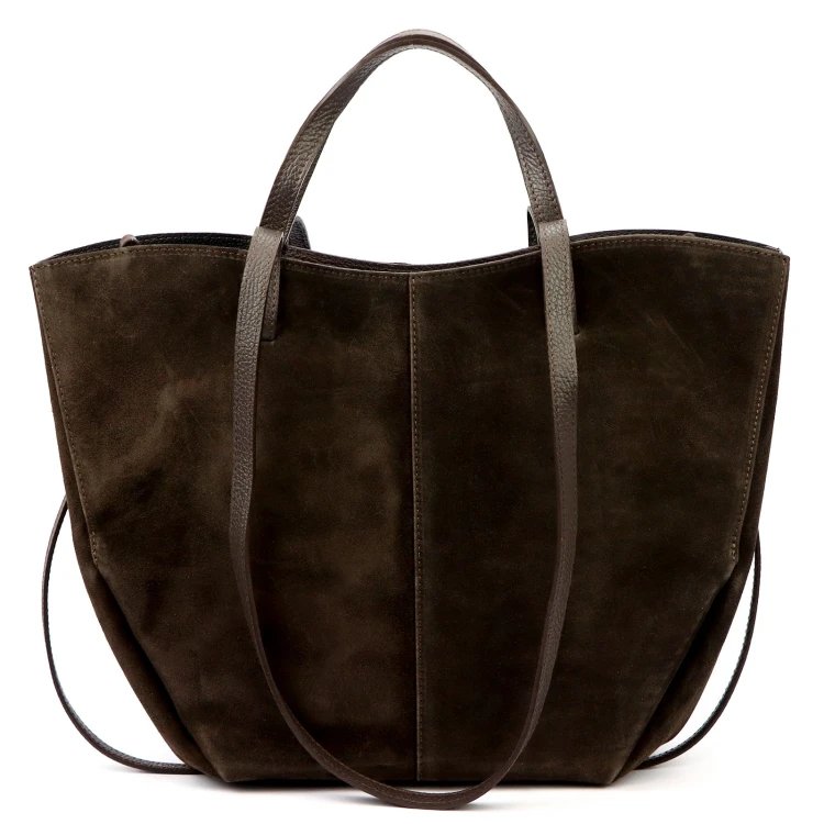 Duża zamszowa torebka shopper Luka 24-082 D z kosmetyczką