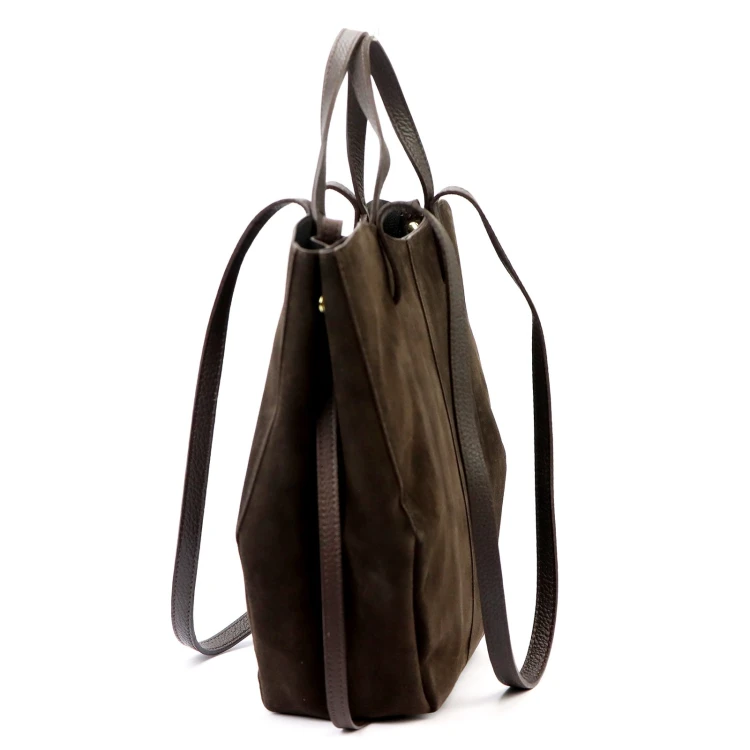 Duża zamszowa torebka shopper Luka 24-082 D z kosmetyczką