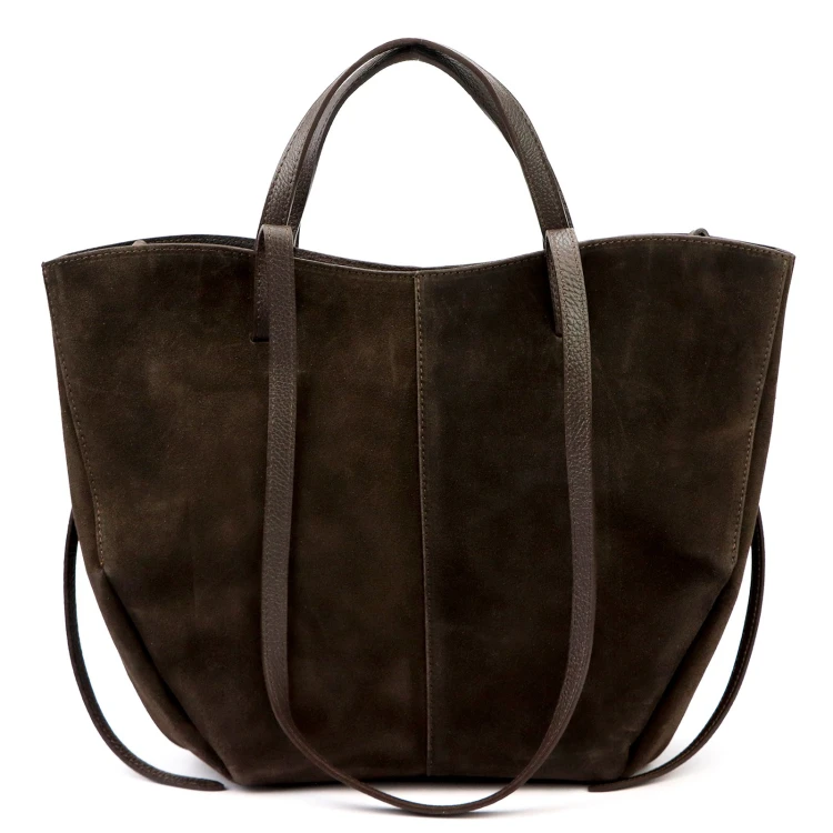 Duża zamszowa torebka shopper Luka 24-082 D z kosmetyczką