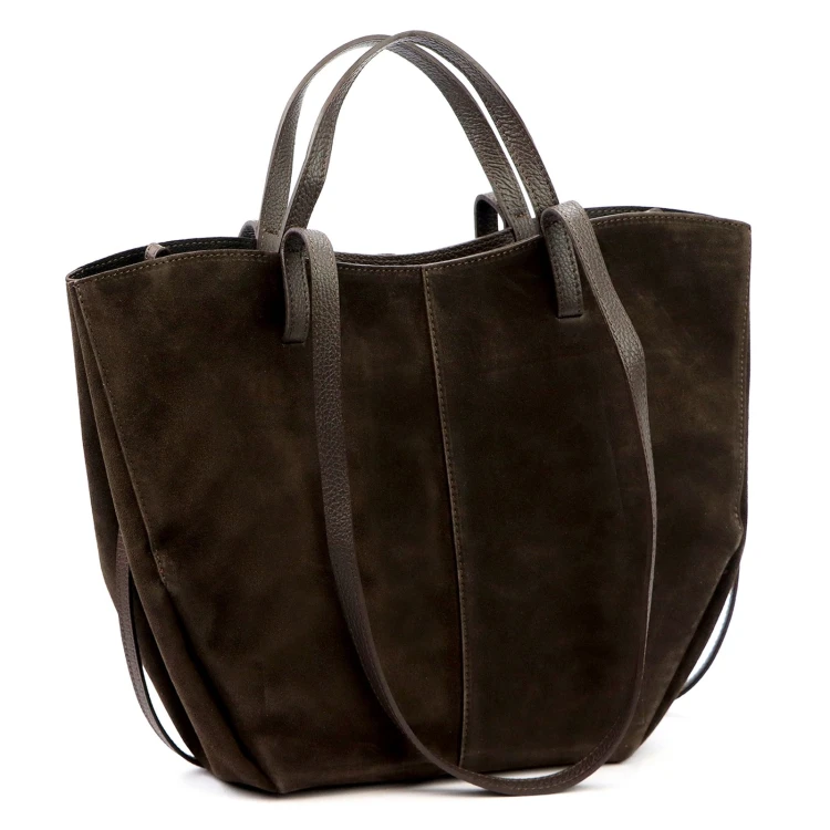 Duża zamszowa torebka shopper Luka 24-082 D z kosmetyczką