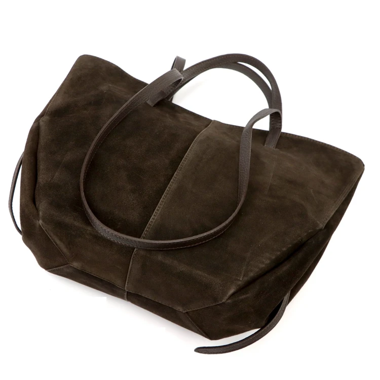 Duża zamszowa torebka shopper Luka 24-082 D z kosmetyczką