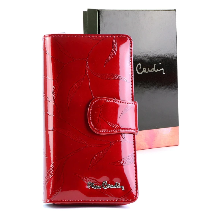 Lakierowany damski portfel z naturalnej skóry Pierre Cardin 02 LEAF-N 116