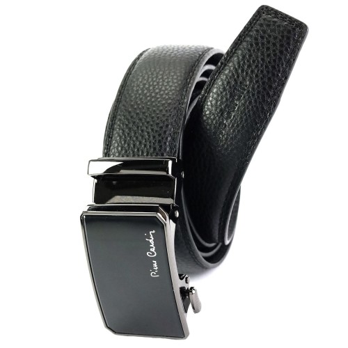 Czarny skórzany pasek męski Pierre Cardin 656 HY09 z automatyczną klamrą