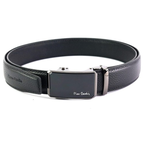 Czarny skórzany pasek męski Pierre Cardin 656 HY09 z automatyczną klamrą
