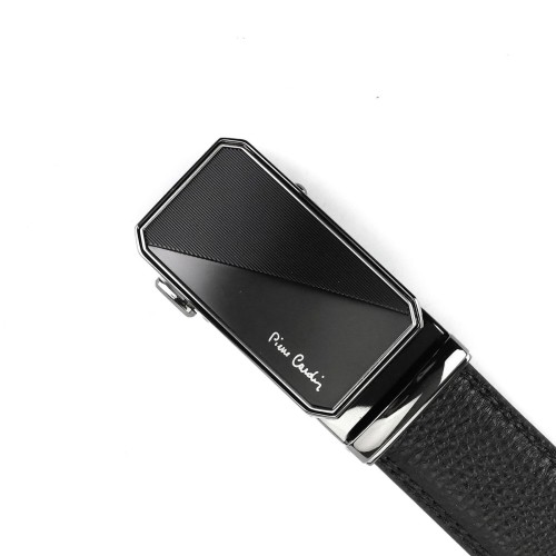 Czarny skórzany pasek męski Pierre Cardin 658 HY09 z automatyczną klamrą