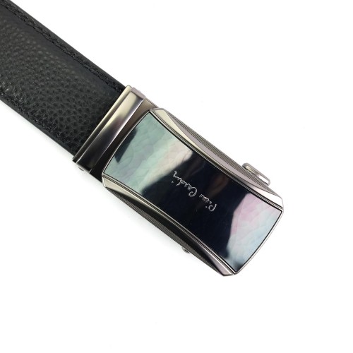 Czarny skórzany pasek męski Pierre Cardin 660 HY09 z automatyczną klamrą
