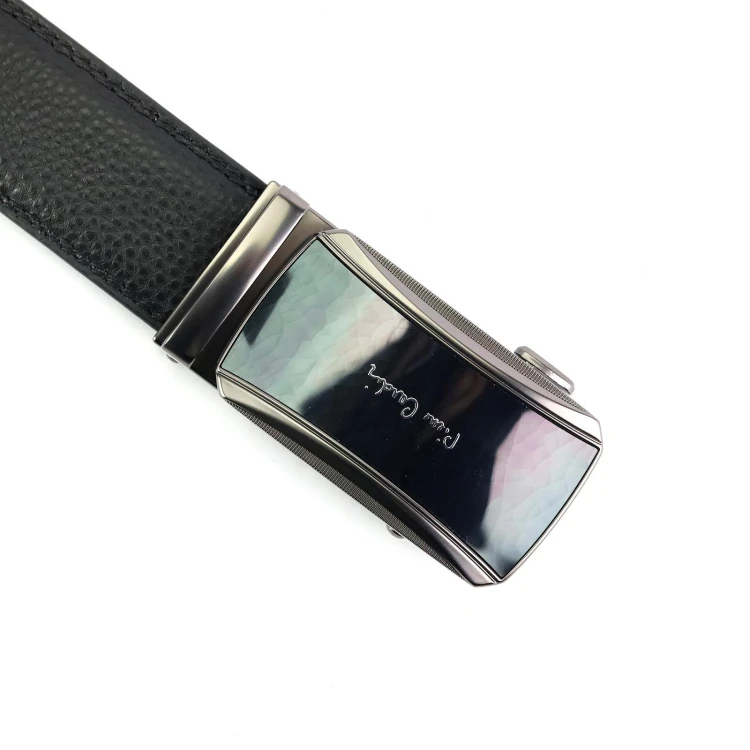 Czarny skórzany pasek męski Pierre Cardin 660 HY09 z automatyczną klamrą
