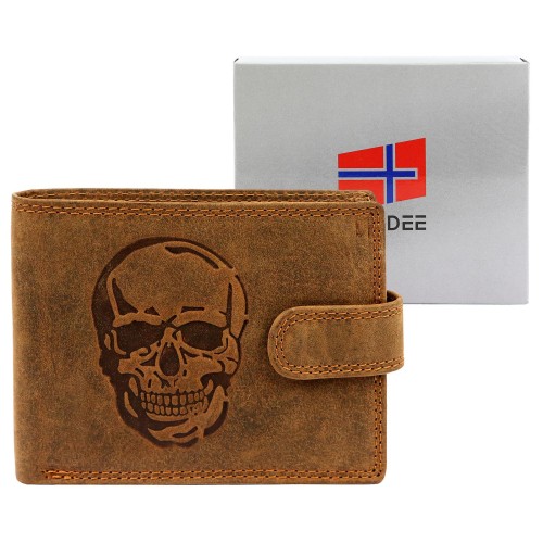 Skórzany męski portfel Nordee L895 MOTOSKULL