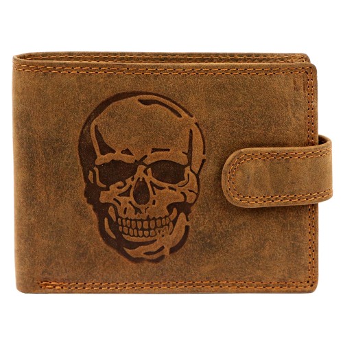 Skórzany męski portfel Nordee L895 MOTOSKULL