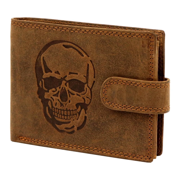 Skórzany męski portfel Nordee L895 MOTOSKULL