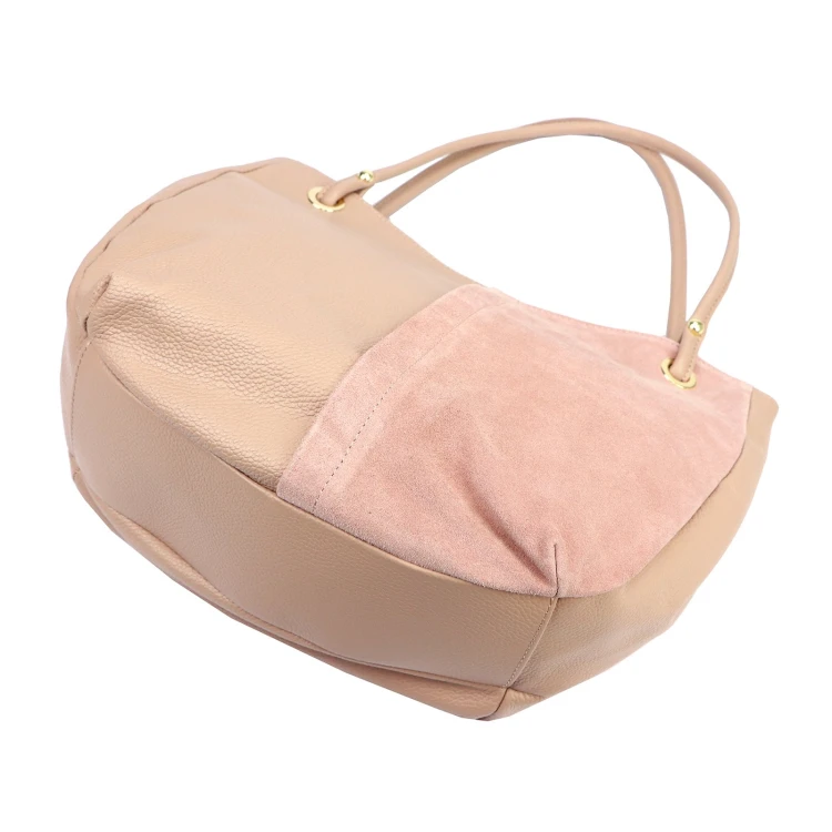 Luka damska shopperbag skóra naturalna zamsz duża torebka na ramię