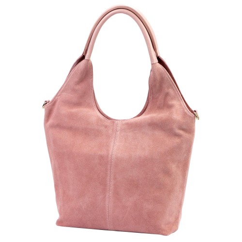 Duża zamszowa torebka shopper Luka 26-013 ze skóry naturalnej