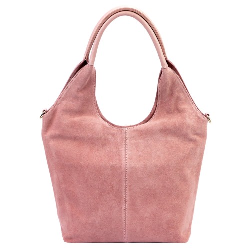 Duża zamszowa torebka shopper Luka 26-013 ze skóry naturalnej