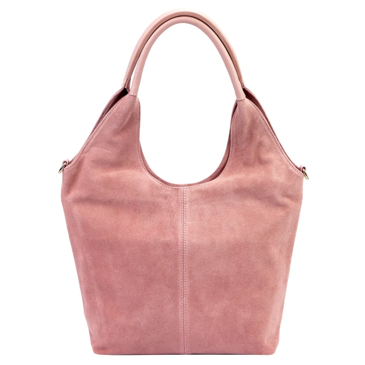 Duża zamszowa torebka shopper Luka 26-013 ze skóry naturalnej