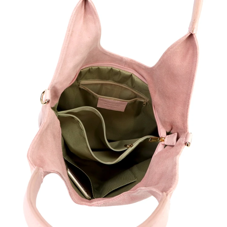 Duża zamszowa torebka shopper Luka 26-013 ze skóry naturalnej