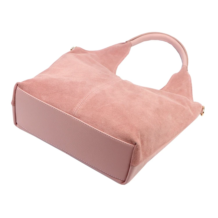 Duża zamszowa torebka shopper Luka 26-013 ze skóry naturalnej