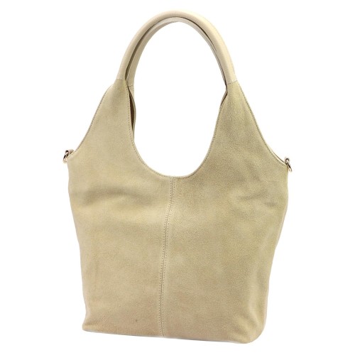 Duża zamszowa torebka shopper Luka 26-013 ze skóry naturalnej