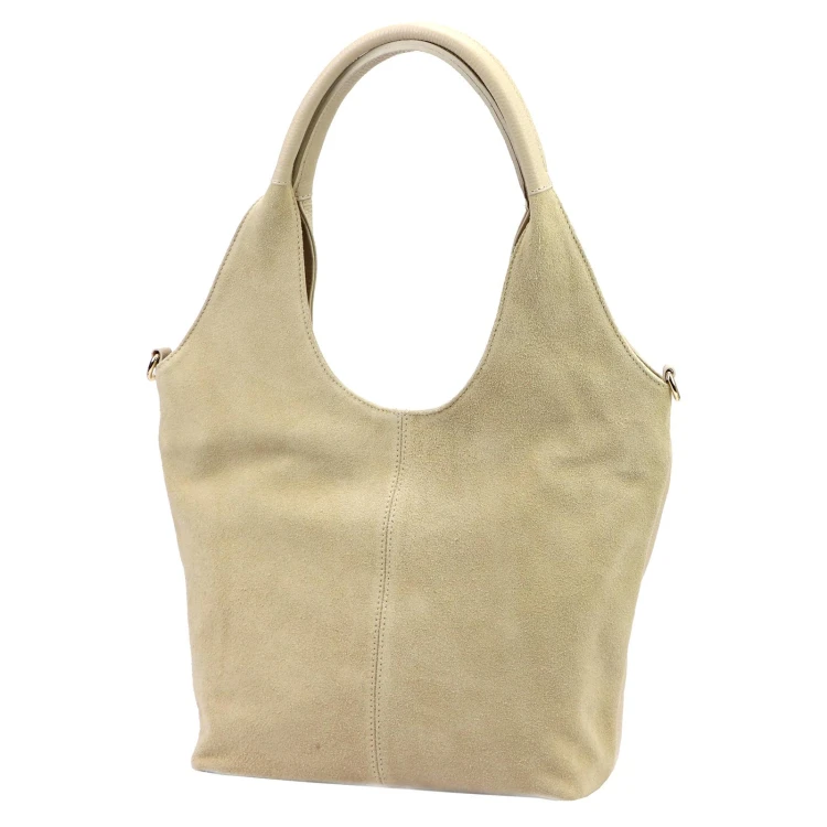 Duża zamszowa torebka shopper Luka 26-013 ze skóry naturalnej