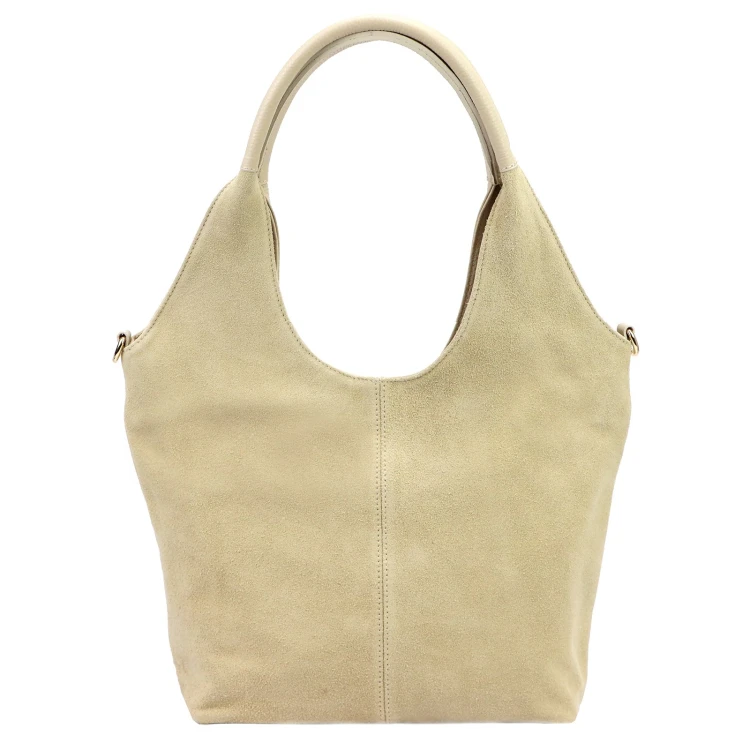Duża zamszowa torebka shopper Luka 26-013 ze skóry naturalnej