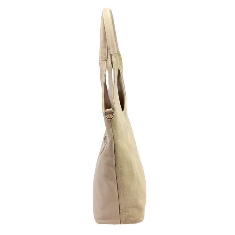 Duża zamszowa torebka shopper Luka 26-013 ze skóry naturalnej