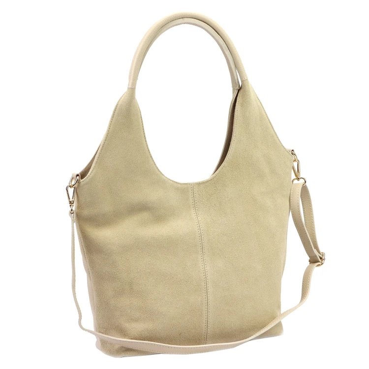 Duża zamszowa torebka shopper Luka 26-013 ze skóry naturalnej