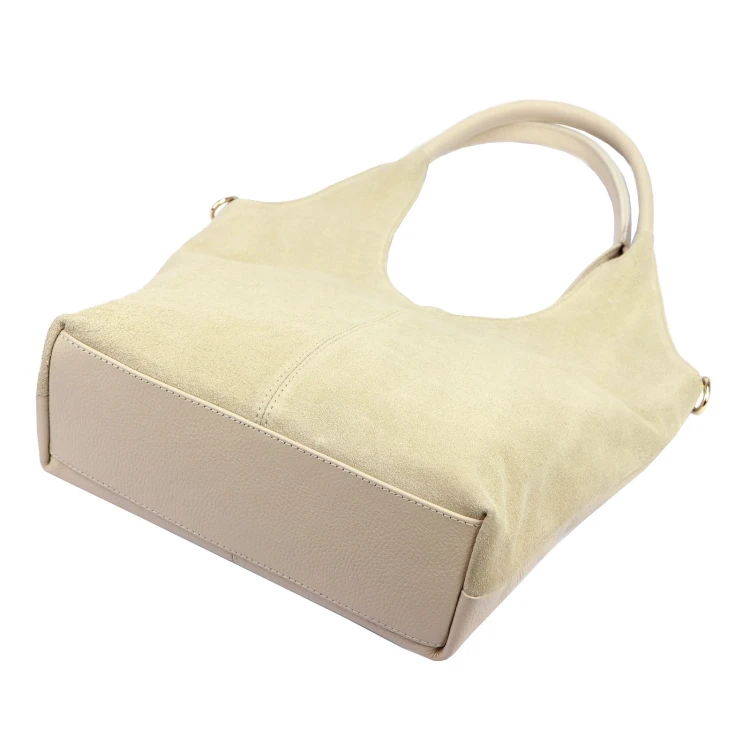 Duża zamszowa torebka shopper Luka 26-013 ze skóry naturalnej