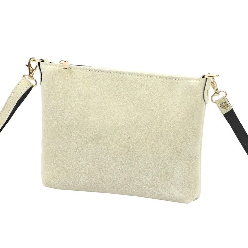 Vera Pelle Torebka Damska Listonoszka Skórzana Mała Złote Okucia Crossbody