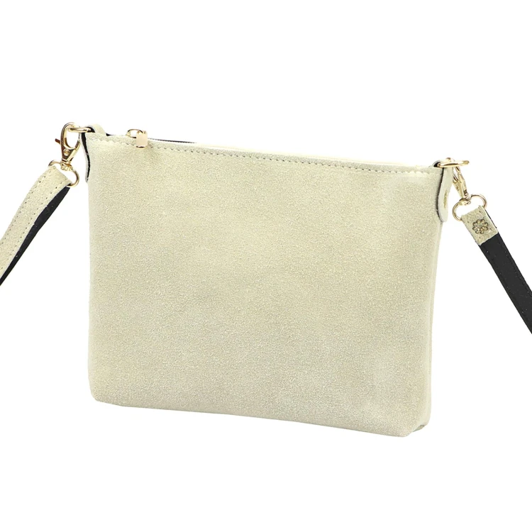Vera Pelle Torebka Damska Listonoszka Skórzana Mała Złote Okucia Crossbody