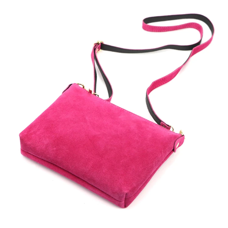 Vera Pelle Torebka Damska Listonoszka Skórzana Mała Złote Okucia Crossbody
