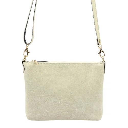 Vera Pelle Torebka Damska Listonoszka Skórzana Mała Złote Okucia Crossbody