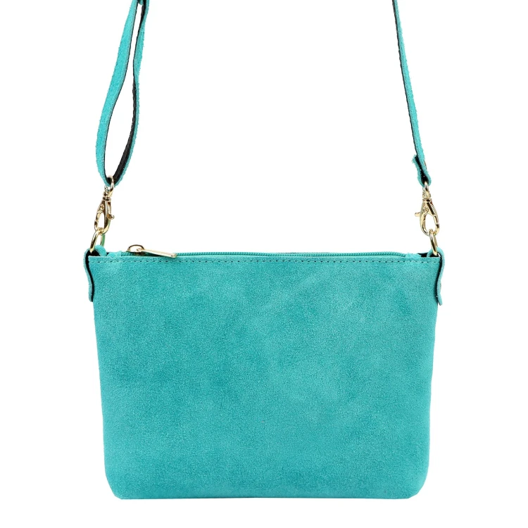 Vera Pelle Torebka Damska Listonoszka Skórzana Mała Złote Okucia Crossbody