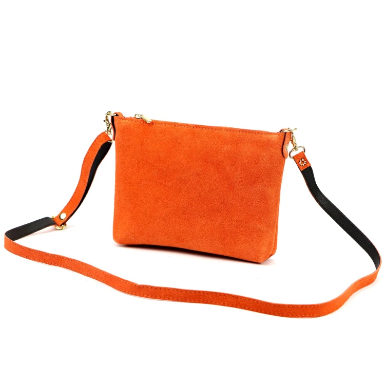 Vera Pelle Torebka Damska Listonoszka Skórzana Mała Złote Okucia Crossbody
