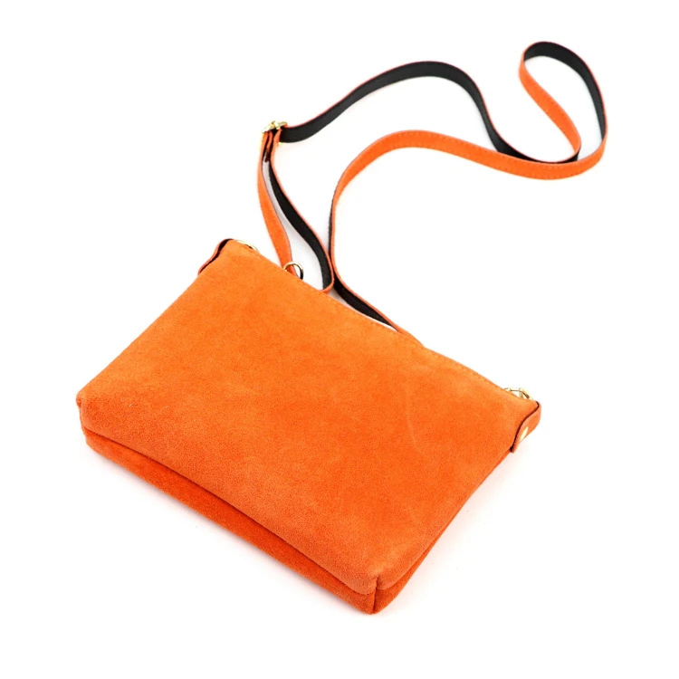 Vera Pelle Torebka Damska Listonoszka Skórzana Mała Złote Okucia Crossbody