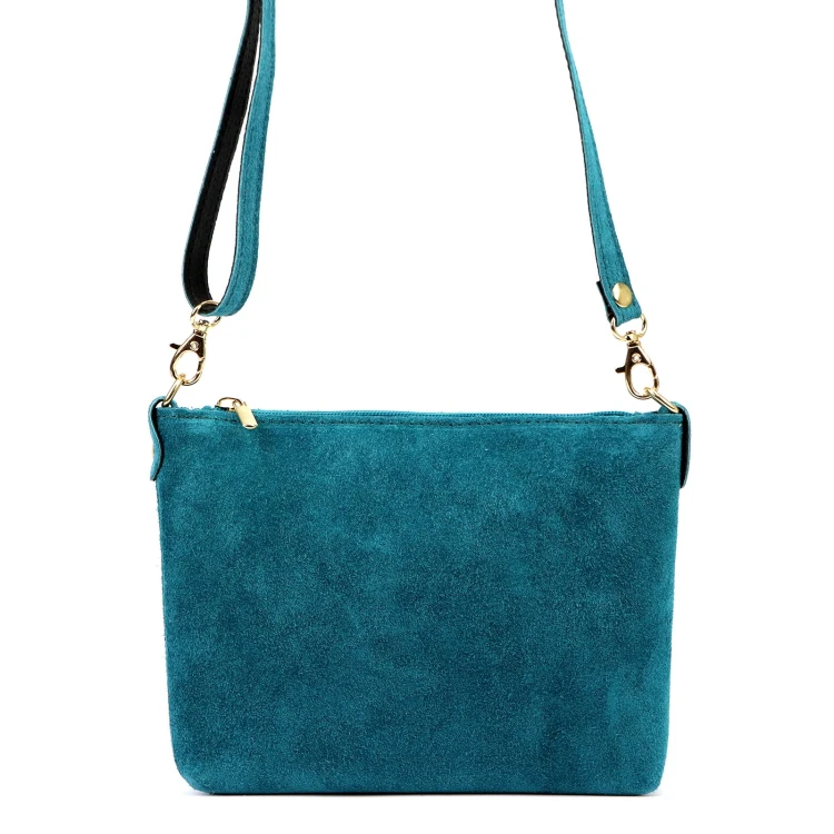 Vera Pelle Torebka Damska Listonoszka Skórzana Mała Złote Okucia Crossbody