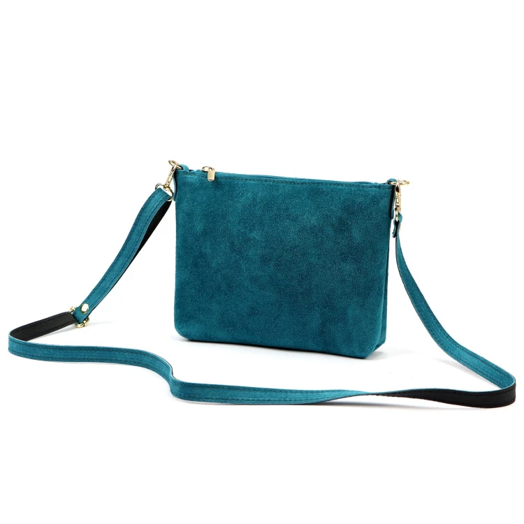 Vera Pelle Torebka Damska Listonoszka Skórzana Mała Złote Okucia Crossbody