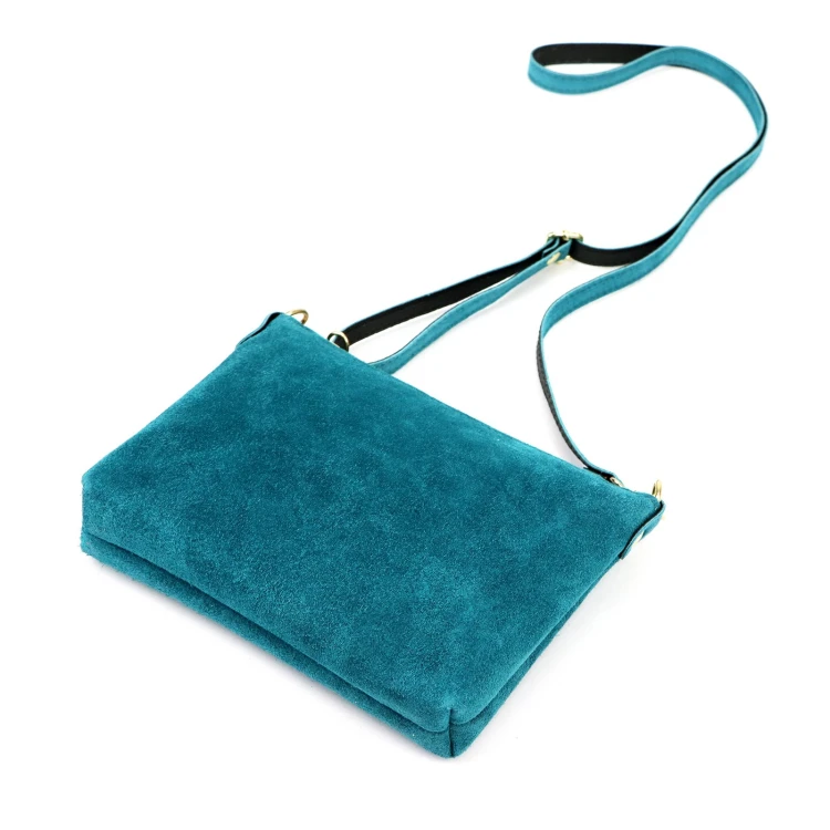 Vera Pelle Torebka Damska Listonoszka Skórzana Mała Złote Okucia Crossbody